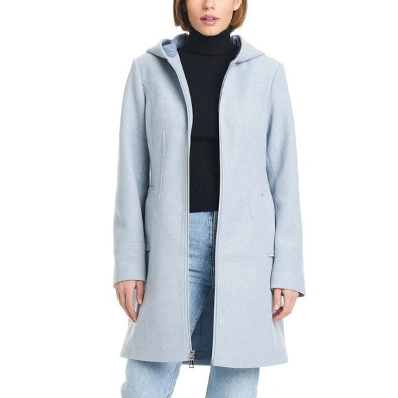 NEW Vince Camuto Women's XX-Large Hooded Light Gray, Blue Coat Polyester Blend - Picture 3 of 14